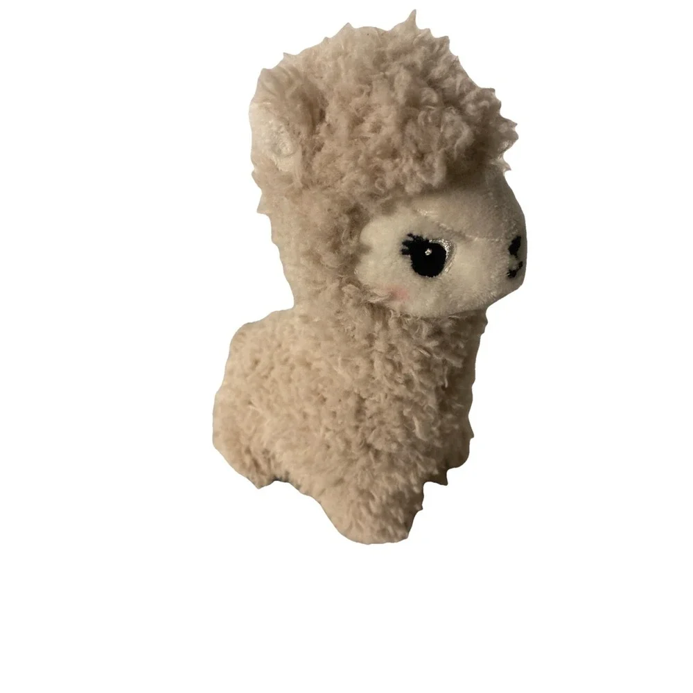 H&M Home Llama Alpaca Beige Gray Fluffy Curly Fur Eyelashes Stuffed Plush 8